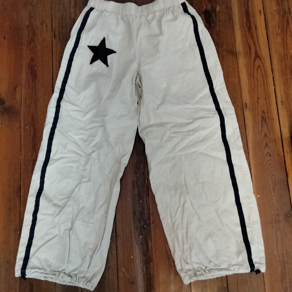 White Pants with Black Star and Stripes